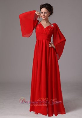 Red Long Sleeves Appliques Dama Dresses for Quince