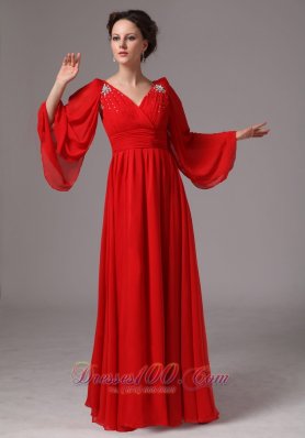 Red Long Sleeves Appliques Dama Dresses for Quince