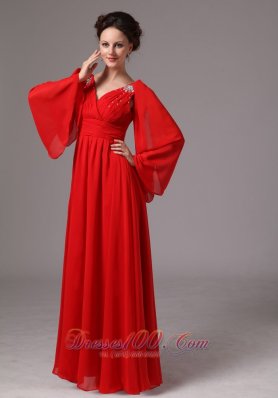 Red Long Sleeves Appliques Dama Dresses for Quince