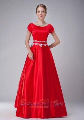Red A-line Scoop Mother-in-law Dresses Taffeta