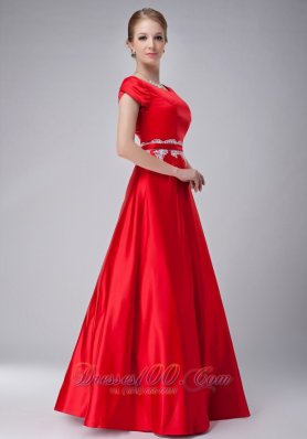 Red A-line Scoop Mother-in-law Dresses Taffeta