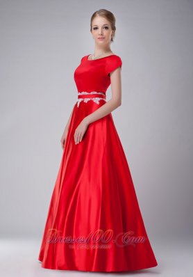 Red A-line Scoop Mother-in-law Dresses Taffeta