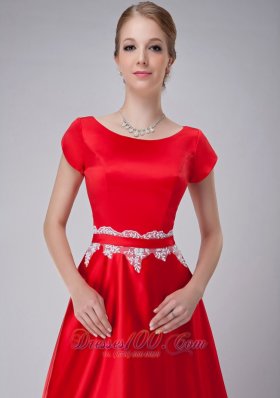 Red A-line Scoop Mother-in-law Dresses Taffeta