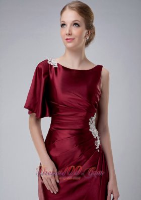 burgundy Bateau Mother-in-law Dresses Taffeta