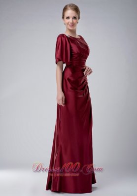 burgundy Bateau Mother-in-law Dresses Taffeta