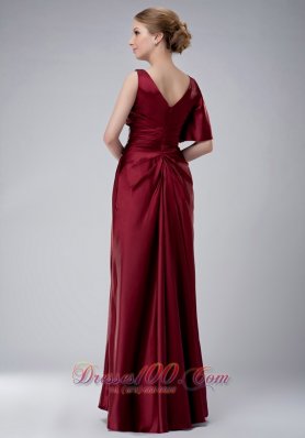 burgundy Bateau Mother-in-law Dresses Taffeta