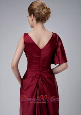 burgundy Bateau Mother-in-law Dresses Taffeta