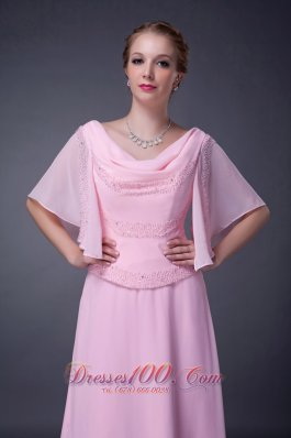 Baby Pink Empire V-neck Motb Dress Chiffon