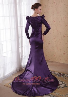 Dark Purple Sheath V-neck Taffeta Mom's Dress