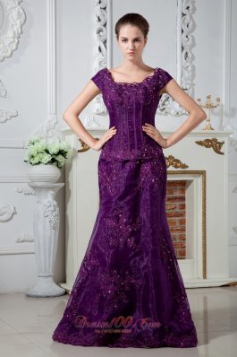 Eggplant Purple A-line Scoop Mom's Dress