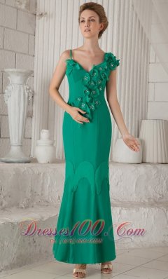 Turquoise Sheath Asymmetrical Ankle-length Mom's Dress