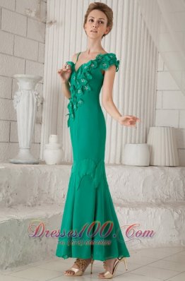 Turquoise Sheath Asymmetrical Ankle-length Mom's Dress