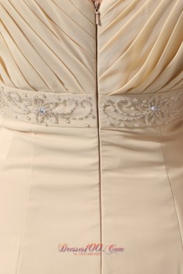 Light Yellow Empire Prom Dress V-neck Chiffon Beading