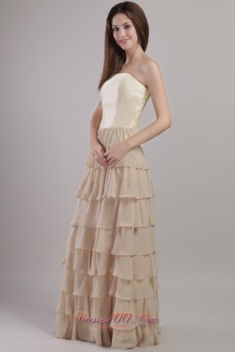 Chiffon and Satin Mother Bride Dress with Layered Ruffles