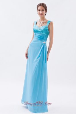 Beading Pattern Straps Column Prom Evening Dress