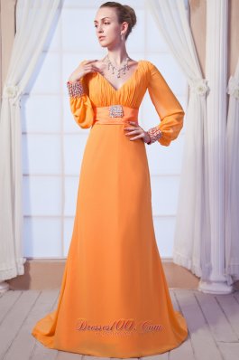 Puffy Sleeves Wide V-neck Mother's Dress for Wedding