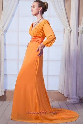 Puffy Sleeves Wide V-neck Mother's Dress for Wedding