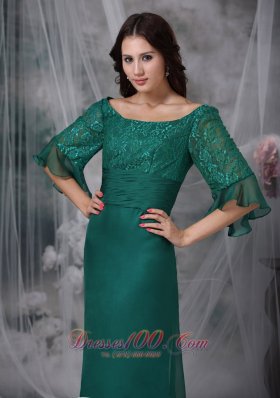 Half Sleeves Flounced Scoop Mother of Bride Dress