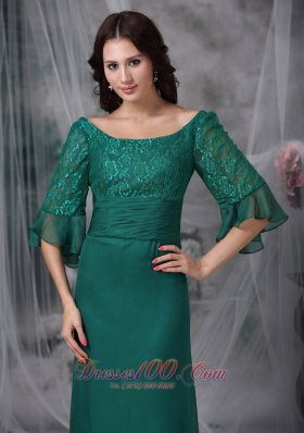 Half Sleeves Flounced Scoop Mother of Bride Dress