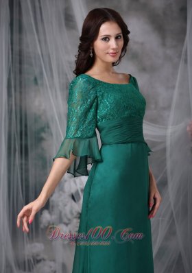 Half Sleeves Flounced Scoop Mother of Bride Dress