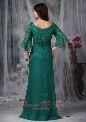 Half Sleeves Flounced Scoop Mother of Bride Dress