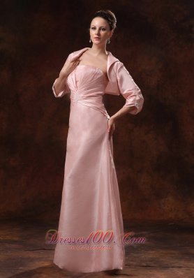 Baby Pink Ruching Appliques Mother Dress Jacket