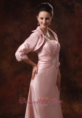 Baby Pink Ruching Appliques Mother Dress Jacket