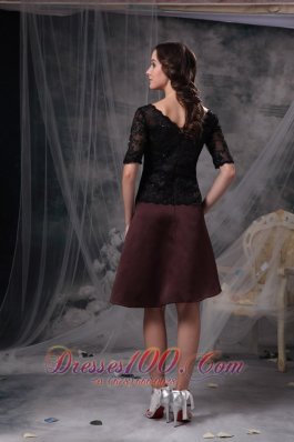 Black and Brown Scoop Beading Mother Dress Lace