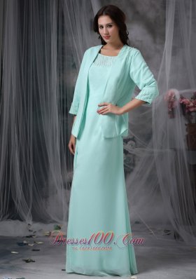 Apple Green Sheath Scoop Beading Mother Dress