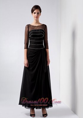 Black Mother Of The Bride Dress Bateau Beading