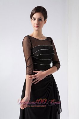 Black Mother Of The Bride Dress Bateau Beading