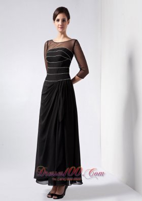 Black Mother Of The Bride Dress Bateau Beading