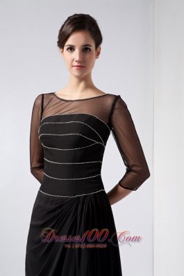 Black Mother Of The Bride Dress Bateau Beading