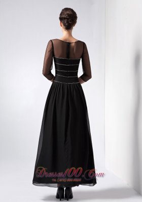 Black Mother Of The Bride Dress Bateau Beading