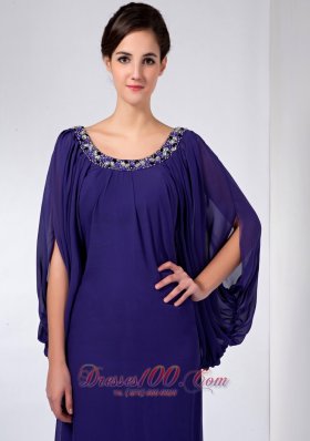 Long Sleeves Scoop Beading Mother Dress