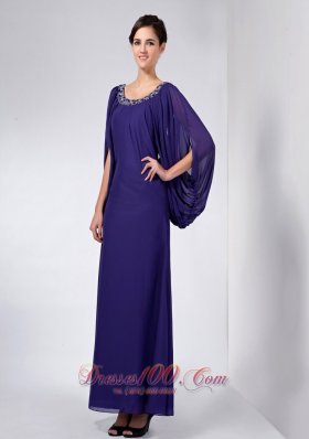 Long Sleeves Scoop Beading Mother Dress