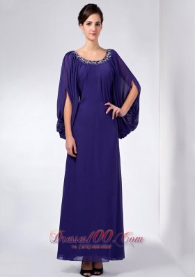 Long Sleeves Scoop Beading Mother Dress