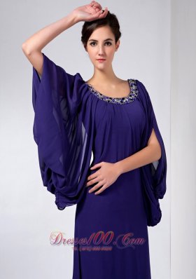 Long Sleeves Scoop Beading Mother Dress