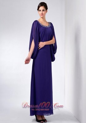 Long Sleeves Scoop Beading Mother Dress