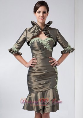 2013 Mother Dress Olive Green Column Appliques