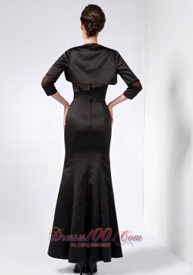 Modest Black Mother Dress Beading and Lace