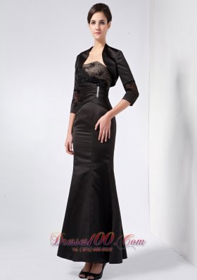 Modest Black Mother Dress Beading and Lace