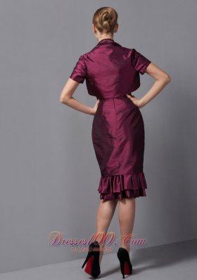 Burgundy Mother Dress Straps Jacket Matching