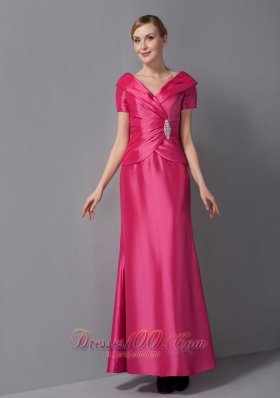 Customize Hot Pink Mother Dress V-neck