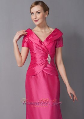 Customize Hot Pink Mother Dress V-neck