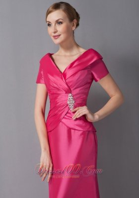 Customize Hot Pink Mother Dress V-neck