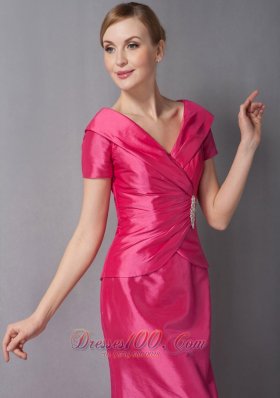 Customize Hot Pink Mother Dress V-neck