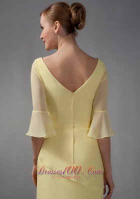 Discount Yellow Mother Dress Column V-neck