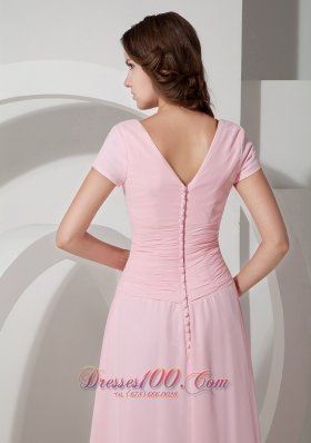 Baby Pink Mother Of The Bride Dress Scoop Chiffon