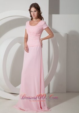 Baby Pink Mother Of The Bride Dress Scoop Chiffon
